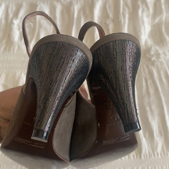 MARC JACOBS Pointy Bow Gray Suede Slingbacks 40.5 (9.5 US) NWOB - Picture 9 of 11